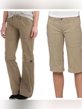 prAna Monarch Convertible Pants 10 Tan Khaki Stretch Zion Hiking Outdoor Cargo
